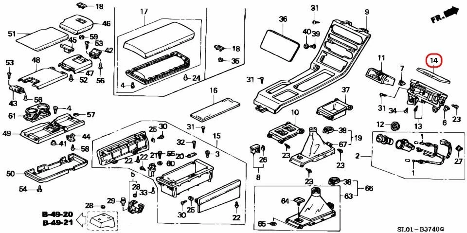 HONDA ACURA NSX NA Center Console Ashtray Panel 77732-SL0-A01 OEM GENUINE - Imagem 3 de 4