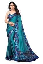 Indian Chiffon Saree With Unstitched Blouse Piece Party Wedding Wear For Women