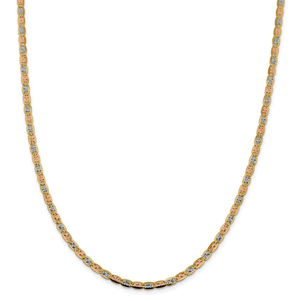 14k Gold 3.8mm Tri color Valentino Chain Necklace 16 Inch