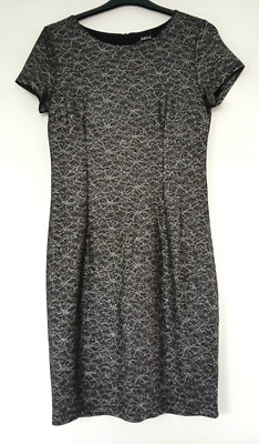 Solo Damen knielanges Kleid für besondere Anlässe/Abende in Schwarz & Silber Design, Größe 12