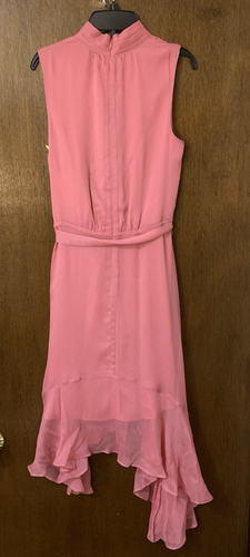 CeCe New Womens $139 Chiffon 2Pc Belted Shift Ruffle Midi Dress 4 Small Pink NWT - Picture 15 of 23