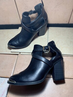 Kohls Gretchen Women's High Heel Booties Sz 8.5 M US Black Leather Pleather