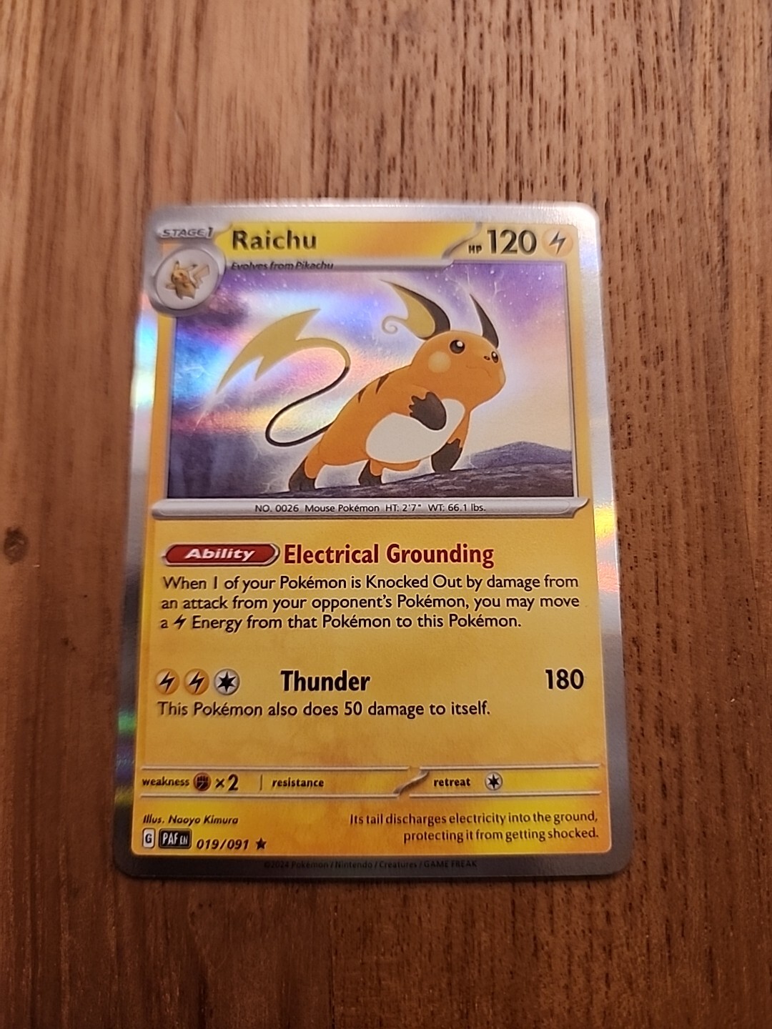 Pokémon TCG Raichu 019/091 Paldean Fates Holo Rare NM