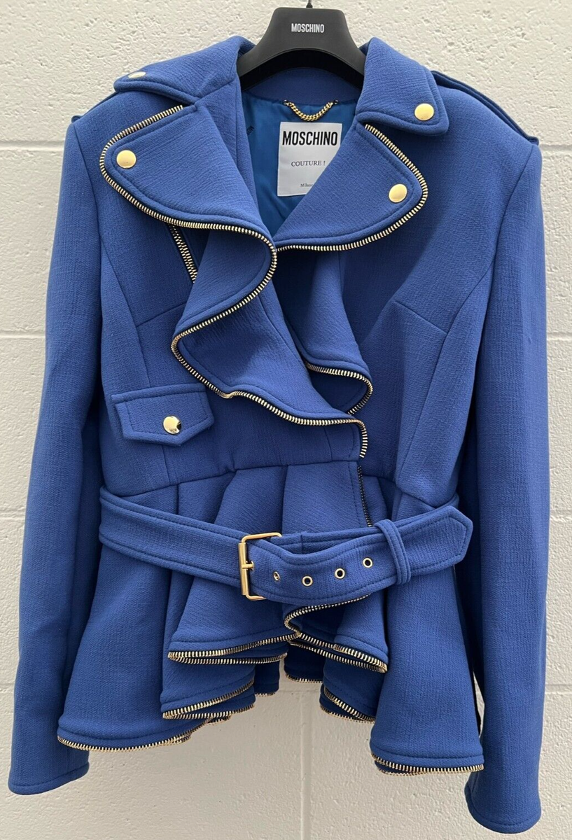 AW21 Moschino Couture Jeremy Scott Blue Jacket/Coat Gold Hardware