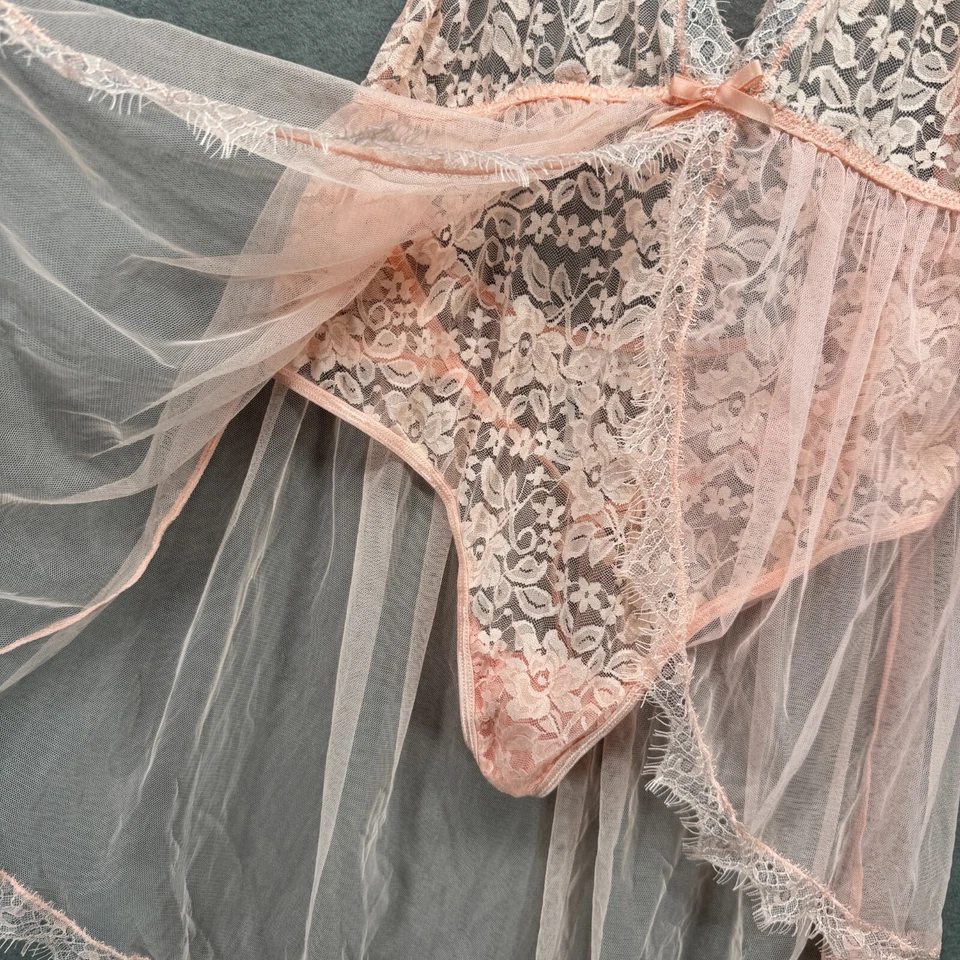 Dreamgirl O/S Halter Plunge Lace Teddy with Attached Flyaway Skirt Pink 11513 - Image 3 of 4