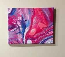 ORIGINAL ABSTRACT ACRYLIC Fluid Art  11 X 14 on Canvas