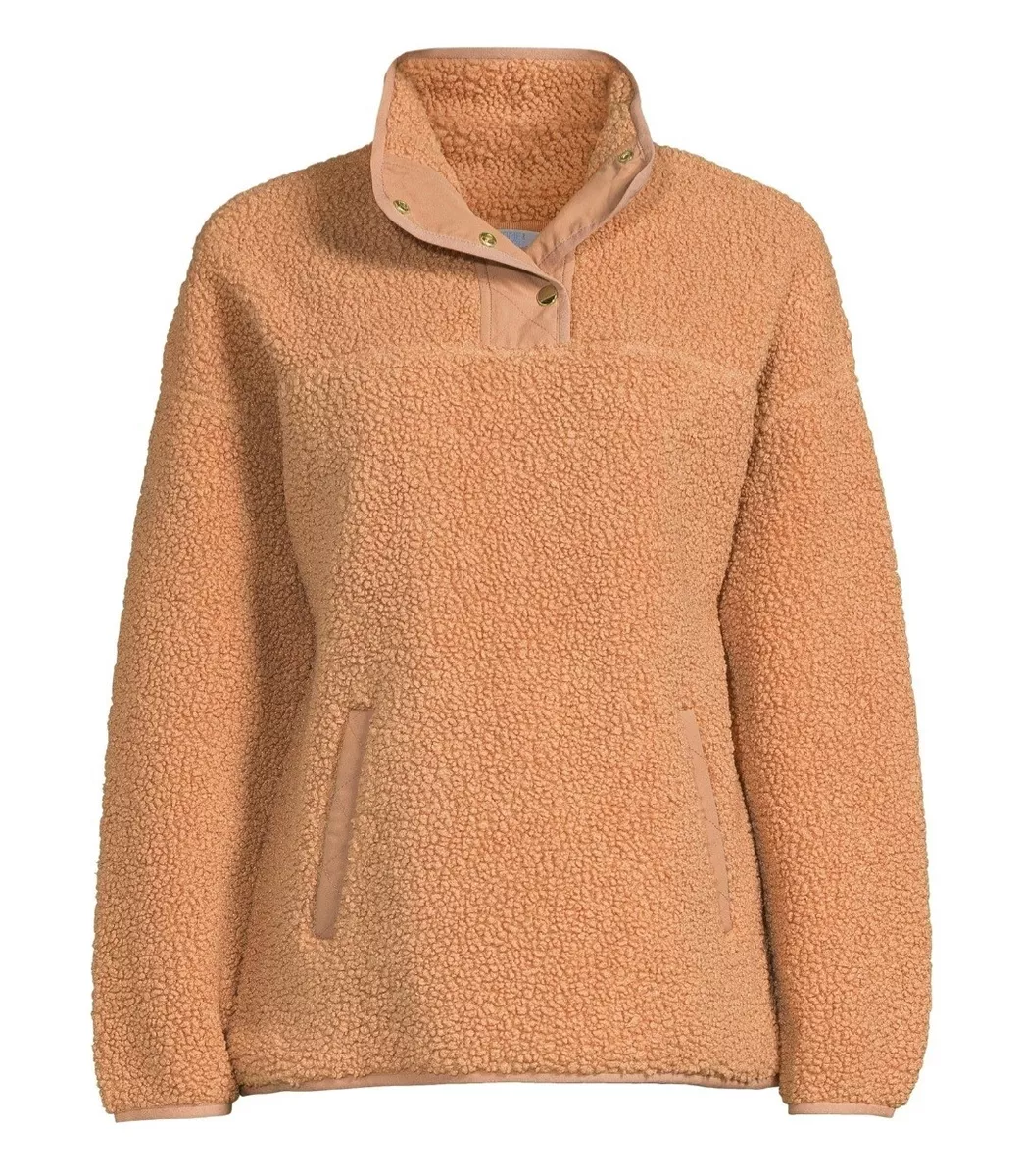 Time and tru women's quarter zip faux sherpa pullover sales