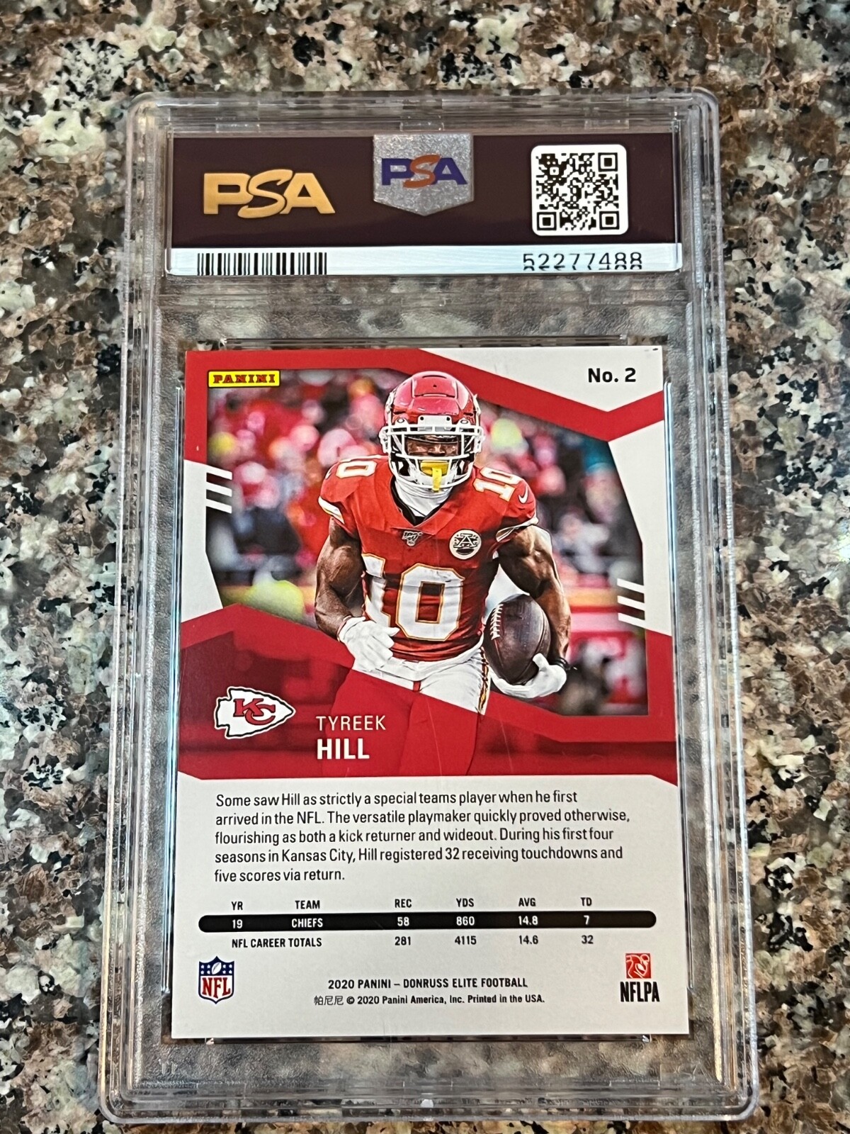 2020 Donruss Elite Tyreek Hill Orange SSP PSA 10 /49 Beautiful!! POP 2 view 20