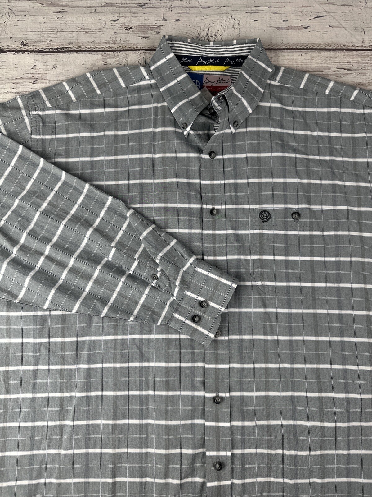 Wrangler George Strait Cowboy Cut Collection Men's Dress Shirt XXL Gray Plaid