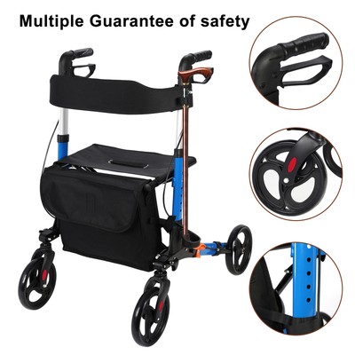 Rollator Rolling Walker with Seat for Senior Wheel Lightweight Foldable