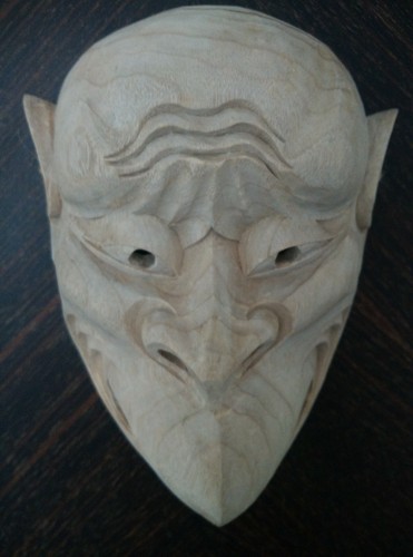 QH023- Maschera giapponese Noh Kappa 20,5x16x 6,6 CM legno di canfora intagliato a mano - Foto 9 di 9