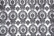 Black White Flocking Damask Taffeta Velvet Fabric 58" Flocked Decor