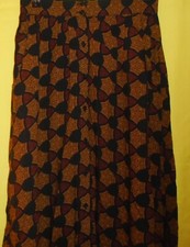 Mango Geo Print Button Front Midi Skirt brown black Size S Small New Tags BNWT