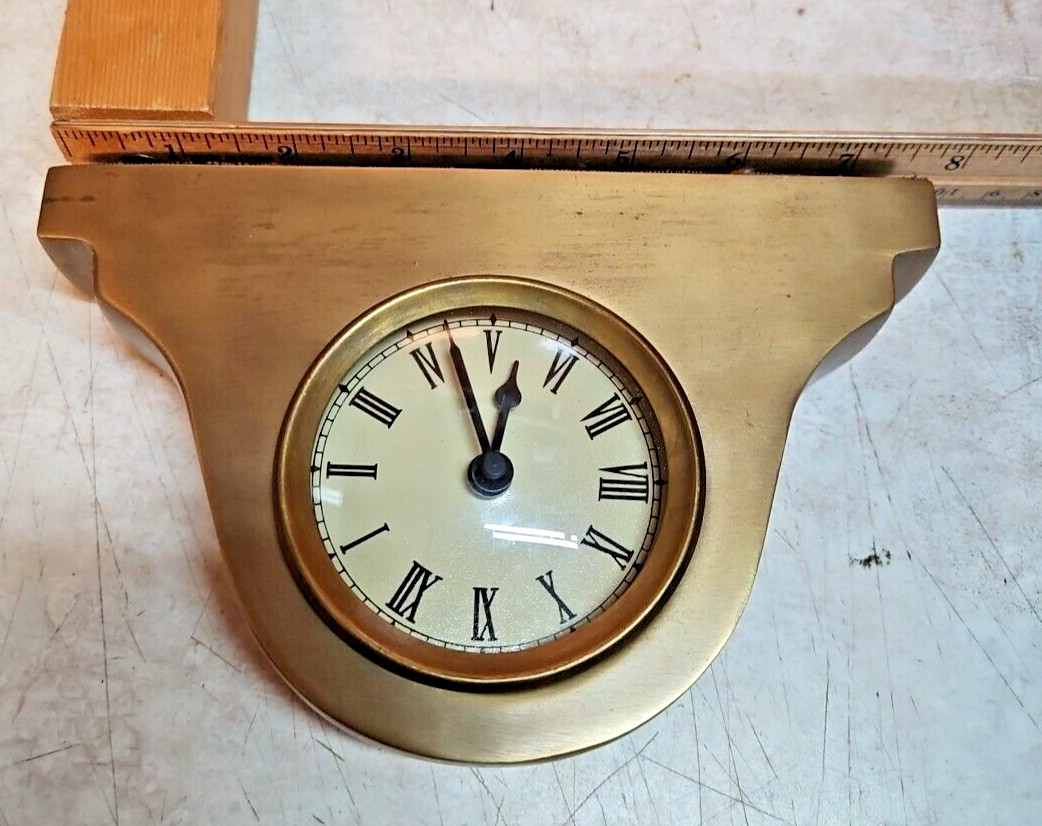 Vintage Brass Medium Mantel Clock; Frame Made in India; Mechanical in Taiwan