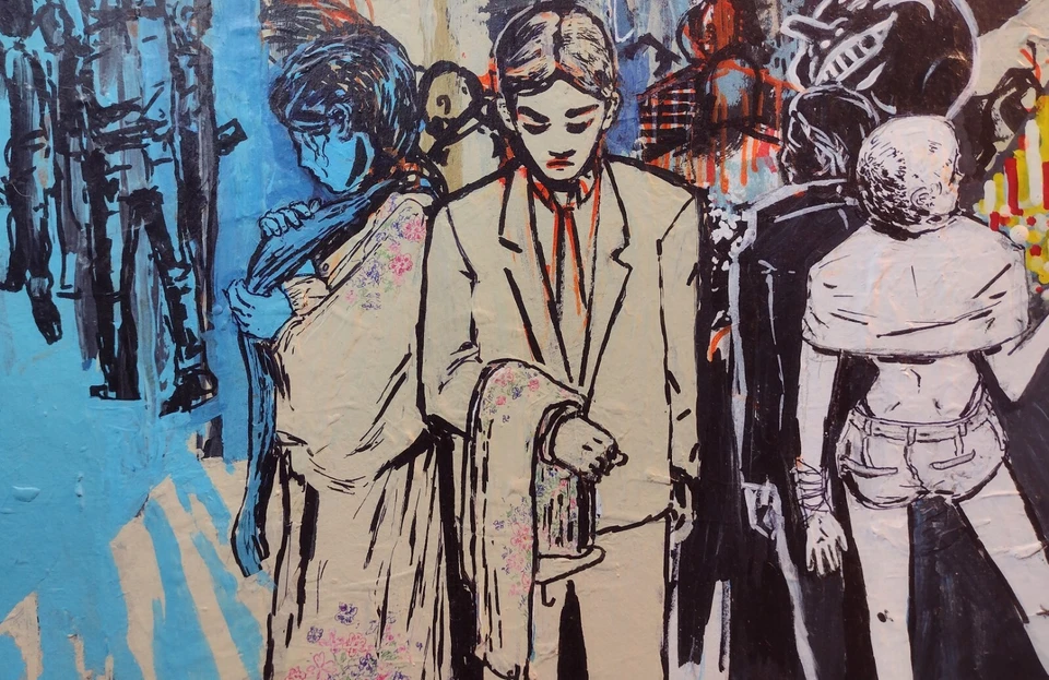 Pintura abstracta de 7 3/4 pulgadas x 16 1/2 pulgadas A. Ávila Foto 3 de 4