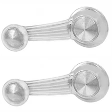 1967~1976 Chevy Pickup Truck Door Window Crank Handle w/Clear Knob Pair Chrome