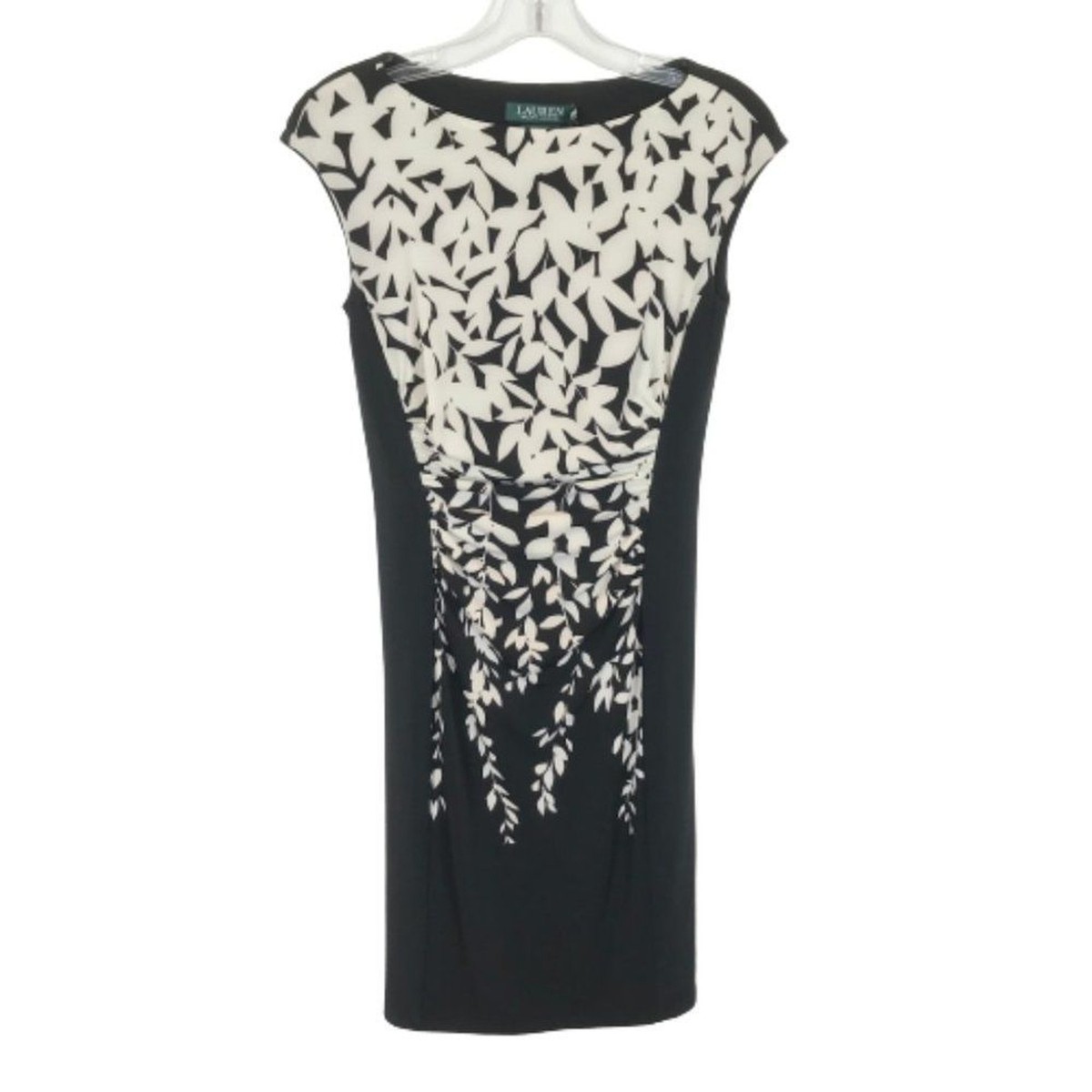 lauren ralph lauren floral ruched jersey dress NWT Womens Size 0 Bodice Stretch girls boutique white dress