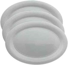 White Plastic Oval Serving Tray 18.5" x 14.25" Plastic Tableware For Party Bulk