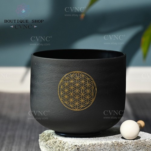 CVNC 432Hz 8" A Third Eye Black Chakra Crystal Singing Bowl For Sound Healing - Picture 1 of 6