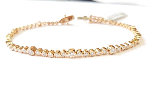 Best Seller..! 2.50Ct Round Diamond Bezel Set Tennis Bracelet In 18k Yellow Gold - Picture 2 of 10
