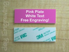 Engraved 1x3 Pink Tag Sign Plate  Custom Personalized Adhesive Shadow Box Urn