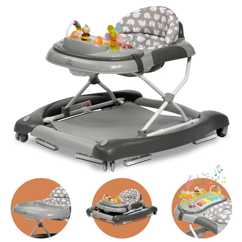 Bronea 4in1 Gehfrei Baby Lauflernwagen Schaukel Lauflernhilfe Babywalker Geprüft