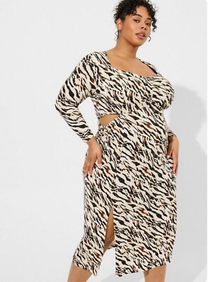 NWT Torrid Maxi Studio Knit Dress Size 4X Long Sleeve Zebra Print