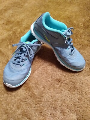 Nike Women's Flex Trainer 5 Running Shoes Size 6 Gray Blue Athletic 724858-004
