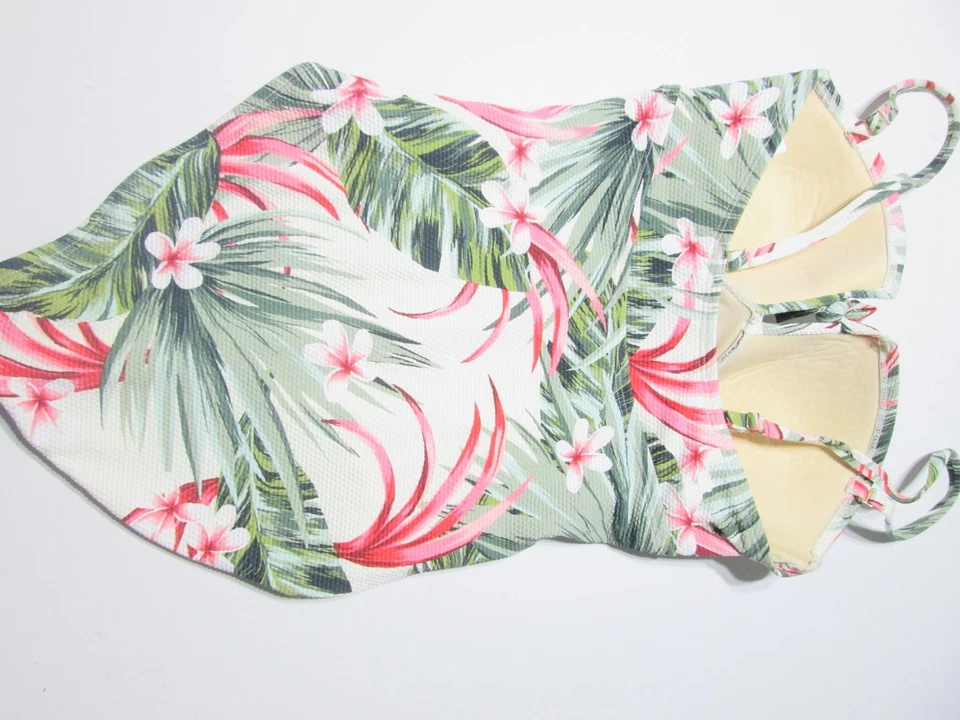 Traje de baño Kona Sol para mujer talla S de una pieza blanco multi inalámbrico forrado floral natación Foto 2 de 4