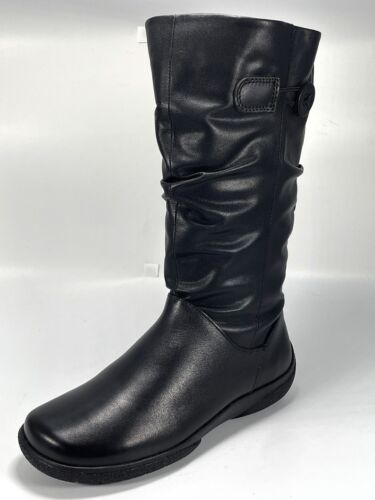 RRP £140 Brand New Hotter Derrymore II Women's Black Leather Boots  Size 4 - Foto 1 di 18