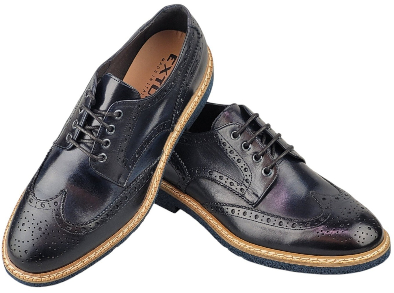 Модель Exton Halbschuhe 8142 blau Blue Herren Echtleder Schuhe