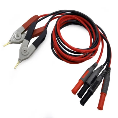 4 Wire Low Resistance LCR Probe Leads Test Meter Banana Plug Terminal