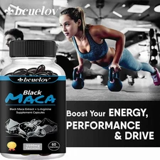 Maca Root Capsules 1500 Mg Peruvian Black Maca Superfood 60 Capsules