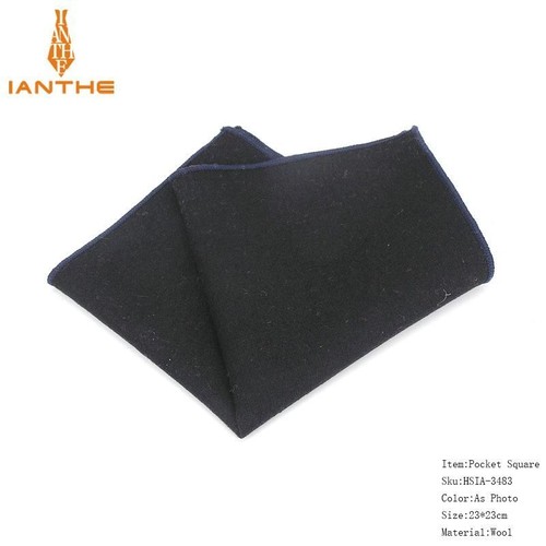 Striped Solid Pattern Square Handkerchiefs Men Fashion Wool Pocket Handkerchief - Picture 22 of 29
