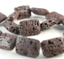 25X18MM COFFEE VOLCANIC BASALTIC LAVA GEMSTONE RECTANGLE 25X18MM BEADS 16inch