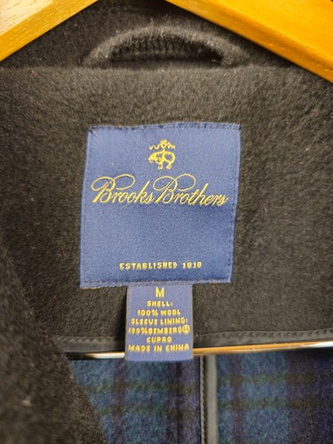 Brooks Brothers Duffle Coat Parka Men Medium Black Wool Blend Horn Toggle Button - Picture 5 of 11