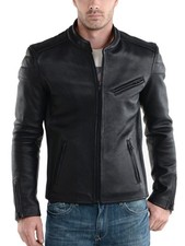 New Mens Leather Jacket real lambskin coat biker motorcycle racer cafe Slim M776