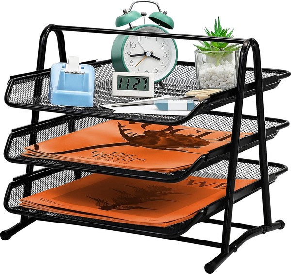 Dokumentenablage Aus Metall 3 FäCher Briefablage Organizer Brief Ablage Schwarz-image