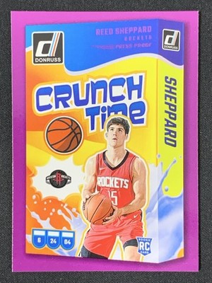 Reed Sheppard 2024-25 Panini Donruss Crunch Time Press Proof Purple RC #9