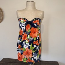 Y2K Hollister Tube Top Medium Babydoll Floreale Colorato Senza Spalline Beach Resort