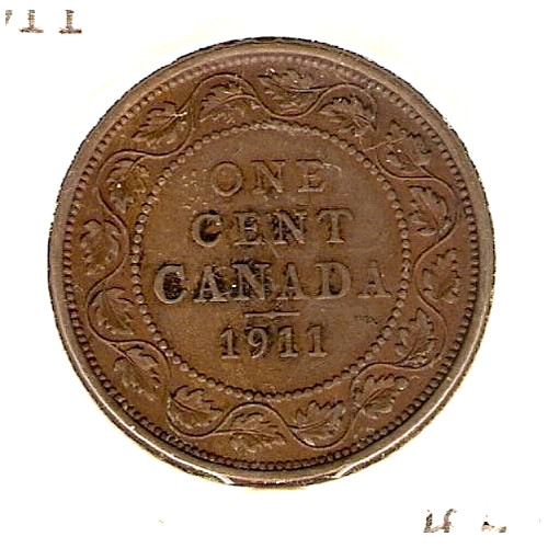 1911 CANADA COIN LARGE 1 CENT- KING GEORGE V