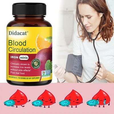 Blood Circulation Supplement Promotes Blood Circulatory B12 Iron 120 Capsule US