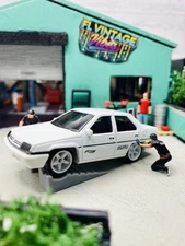 Custom Wheel Swapped Hot Wheels Proton Saga Real Riders 1/64 Diorama Box Ships