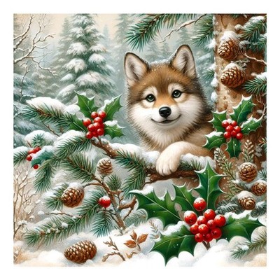 AMORARS Dog Diamond Art Kits for Adults, Christmas 30x30cm, Dog-3