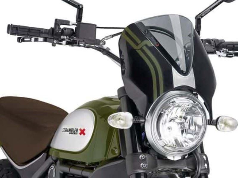 Puig Retrovision Black Fairing & Lght Smoke Screen Ducati Scrambler Sixty2 16-20