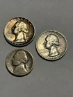 Lot of 3 Silver US Coins - 2 Washington Quarter & Silver Nickel