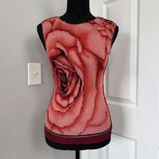 Vtg JTB Sleeveless Top O/S Rose Stretch Crinkle Pleat Y2K 90s Fairy Whimsigoth