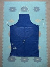 Vintage 1960s denim shop apron distressed worn Plasco cotton dark wash