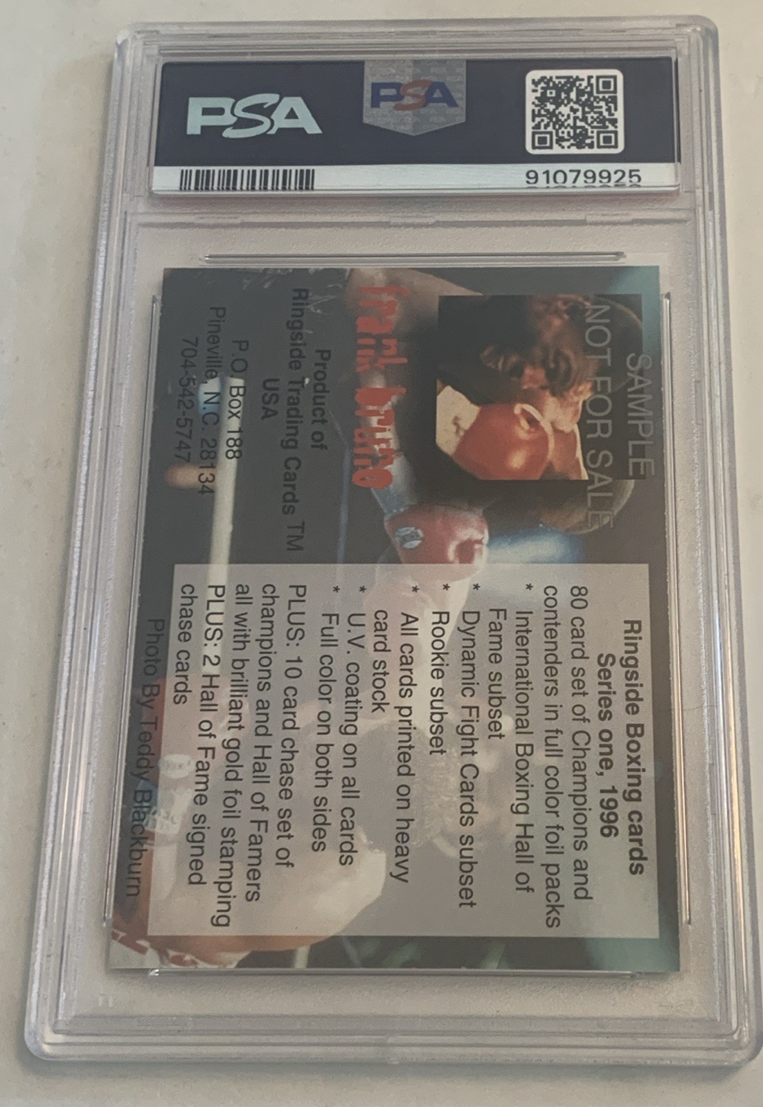 1996 Ringside Boxing Frank Bruno With Mike Tyson PROMO PSA 9 Series 1 Sample NFR view 7