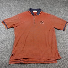 Vintage Russell Athletic Shirt Men's XL Auburn Tigers Polo Orange Navy Striped